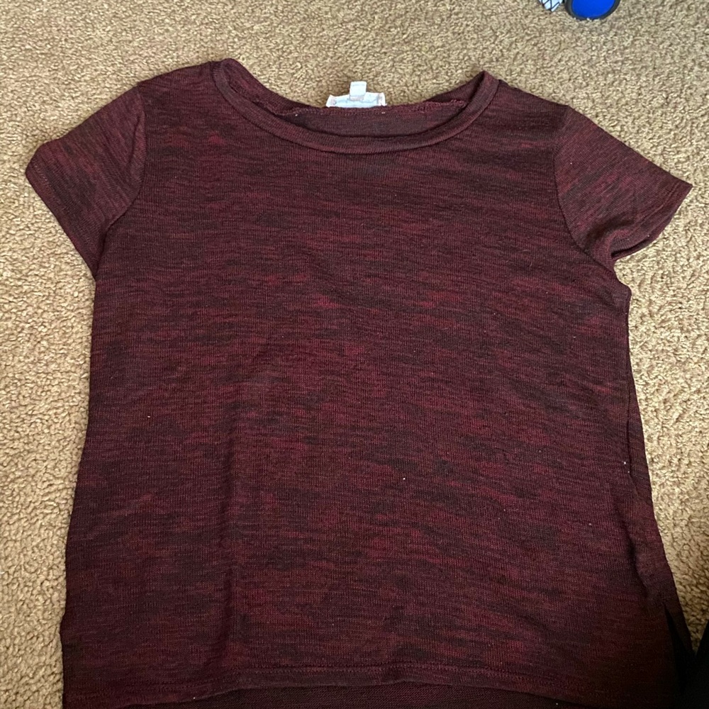 Maroon tshirt crop top, size medium
